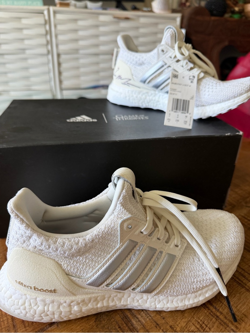 Game of Thrones /Adidas White UltraBoost Sneakers (Signed by George RR Martin)